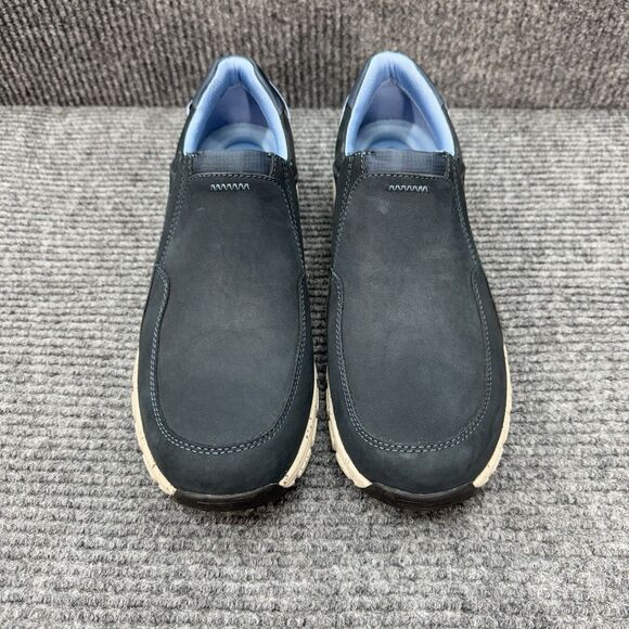 Clarks Wave Plateau Slip On Shoes Womens 11W Wide Navy Blue Nubuck Waterproof - Picture 4 of 10